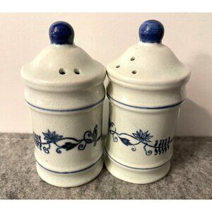 Vintage Blue and White Porcelain/Ceramic 3.75" Salt and Pepper Shakers # 2359